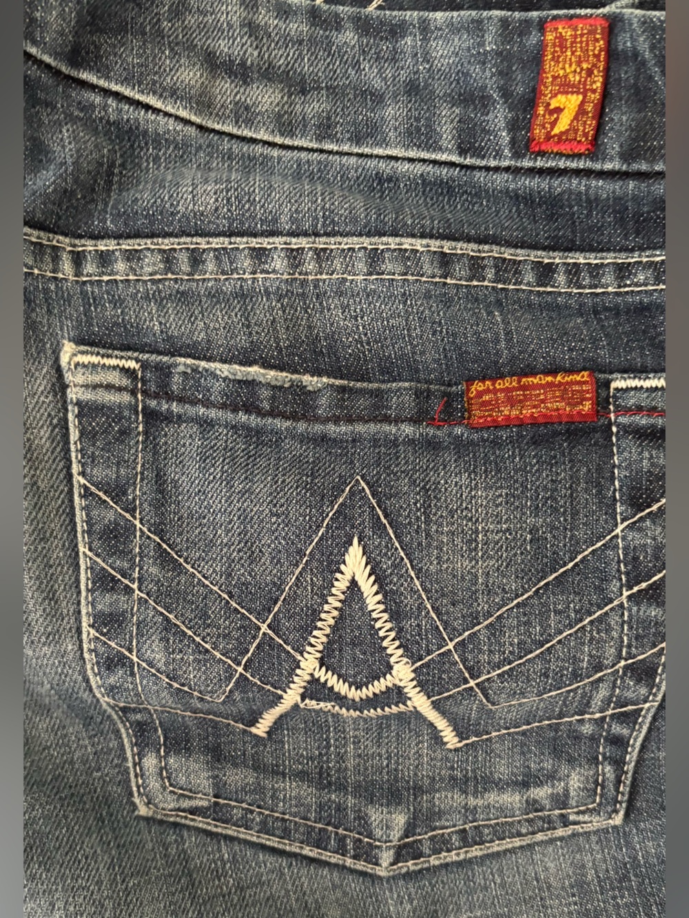 7 For All Mankind Y2K low rise flare jeans dark wash MADE IN USA